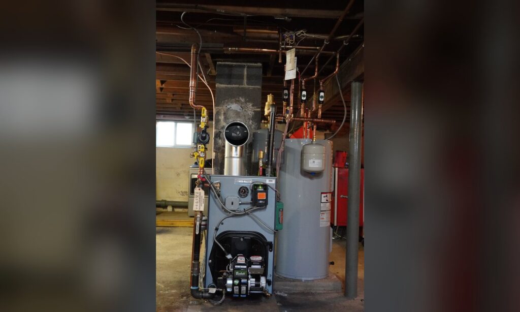 Oil boiler and indirect water heater installed by Unity Heating & Air Conditioning
