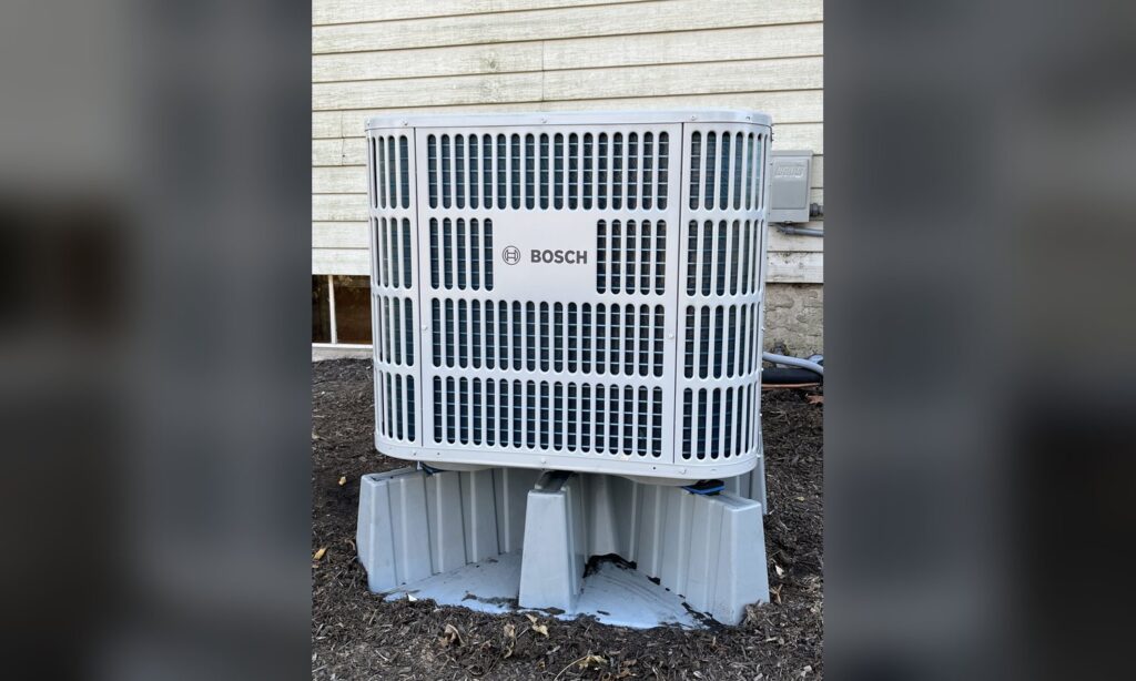 Bosch outdoor heat pump installed by Unity Heating & Air Conditioning near Macungie, PA