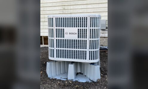 Bosch outdoor heat pump installed by Unity Heating & Air Conditioning near Macungie, PA