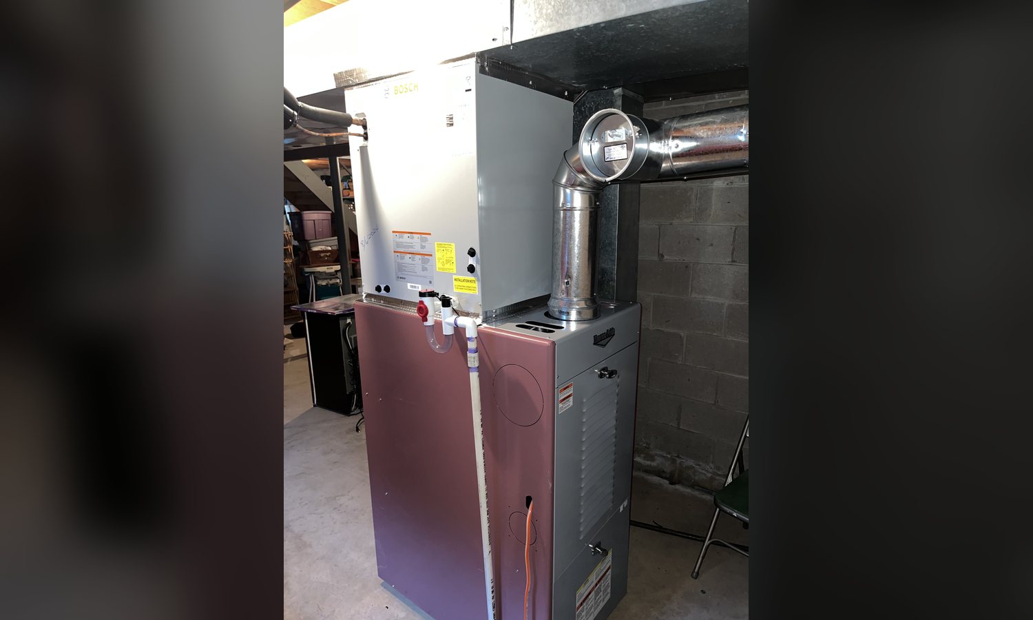 Thermo Pride oil furnace and Bosch air handler installed by Unity Heating & Air Conditioning